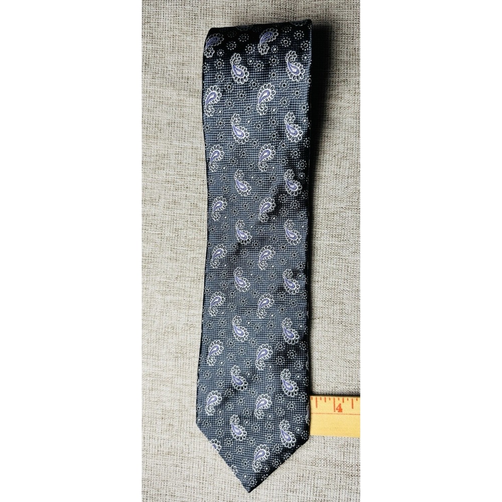 Brooks Brothers Neck Tie 346 Paisley Gray 100%‎ Silk Made In USA